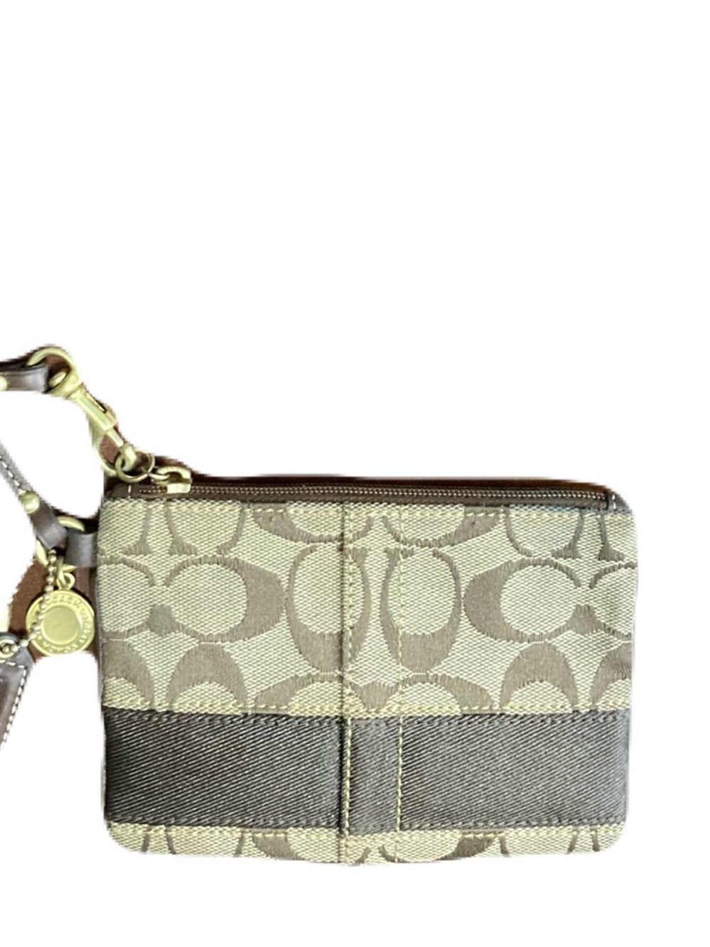 Coach Y2K Signature Stripe Wristlet Legacy Lining “Coach Est. 1941” Charm EUC
